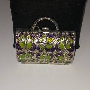 Bag Charm, Pill Box Judith Lieber Enamel Butterflies & Crystals  Neiman Marcus